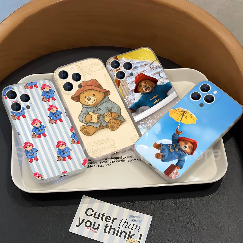 P-Paddington Bear Cute Phone Case For iPhone 17,16,15,14,13,12,11 Pro,Max,Plus,X,XS,XR,SE4,E Mini Transparent Soft Cover