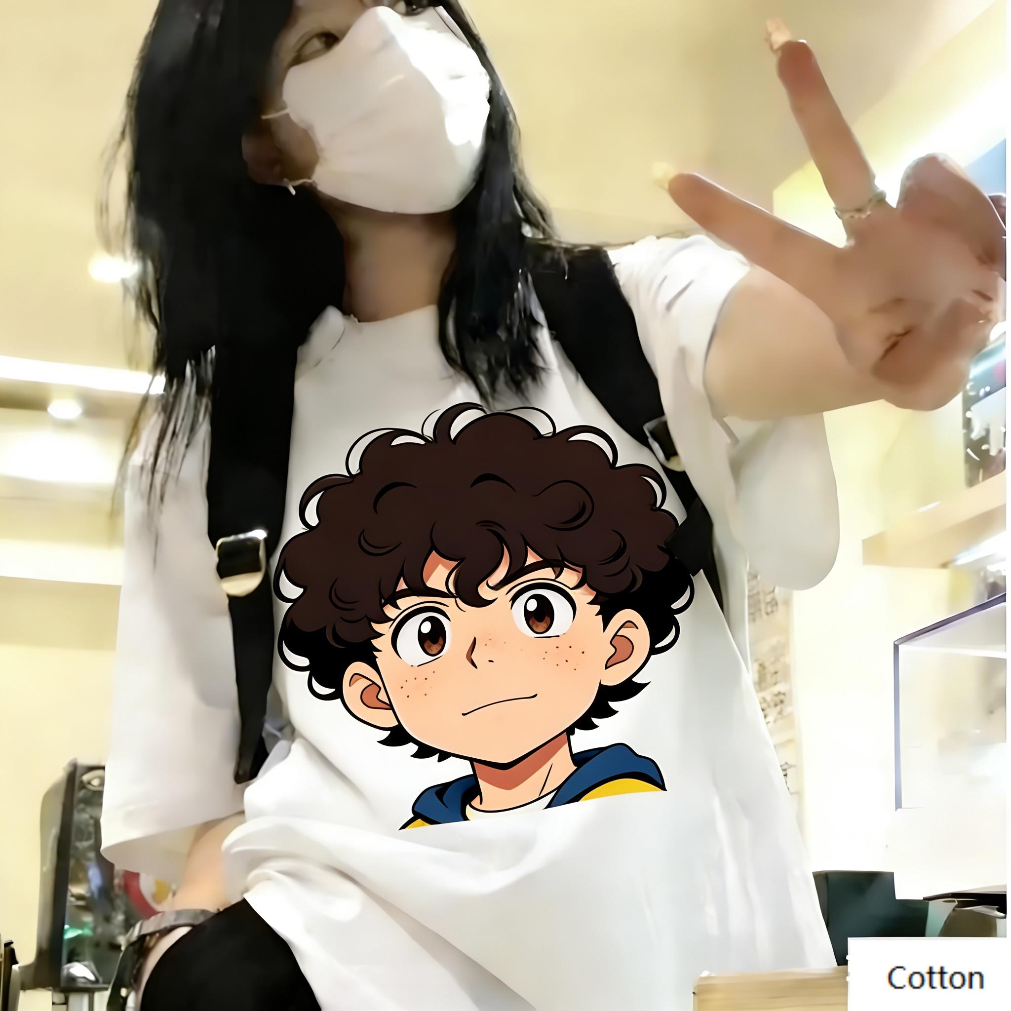 

Streetwear Unisex Cotton TShirt Featuring Edgy Anime Boy Design Fresh Japanese Style Top for Trendy Individuals 4XL