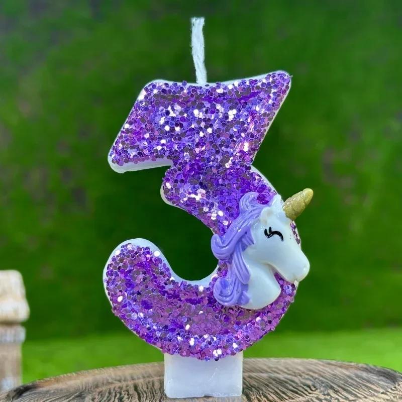 

Unicorn Candle 0-9 Creative Number Birthday Candle Cake Party Decoration One Year DIY Cake Decoration Anniversary Celebration