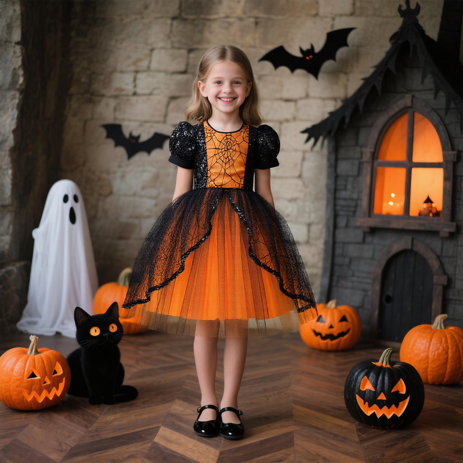 

Children s Halloween Witch Vampire Masquerade Cosplay Princess Party Dress 140cm (7Y)