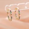 Trendy Gold Color Cubic Zirconia Round Copper Earrings For Women Metal Crystal Earring Party Everyday Zircon