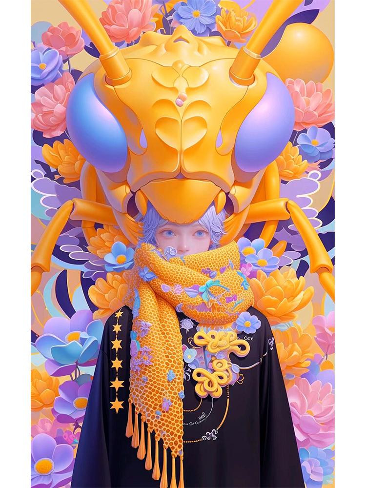 5d Diy Diamant Painting Cute Angel Bee Elf All Crystal Embroidery Set Decoration Children's Room Wall Decoration Gift