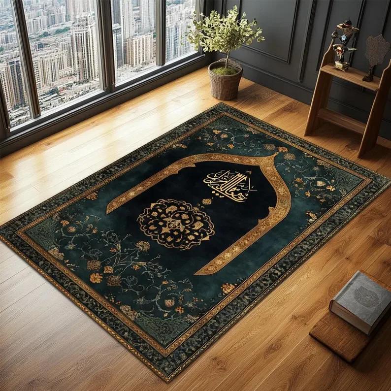 Upgraded Material Elegant Islamic Prayer Rug Exquisite Prayer Muslim Creative Gift Easy Storage Home Decor
