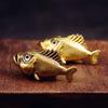Retro Copper Fish Sculpture Antique Copper Marine Creature Figurine Collectible Desktop Ornament for Mantel Bookshelf