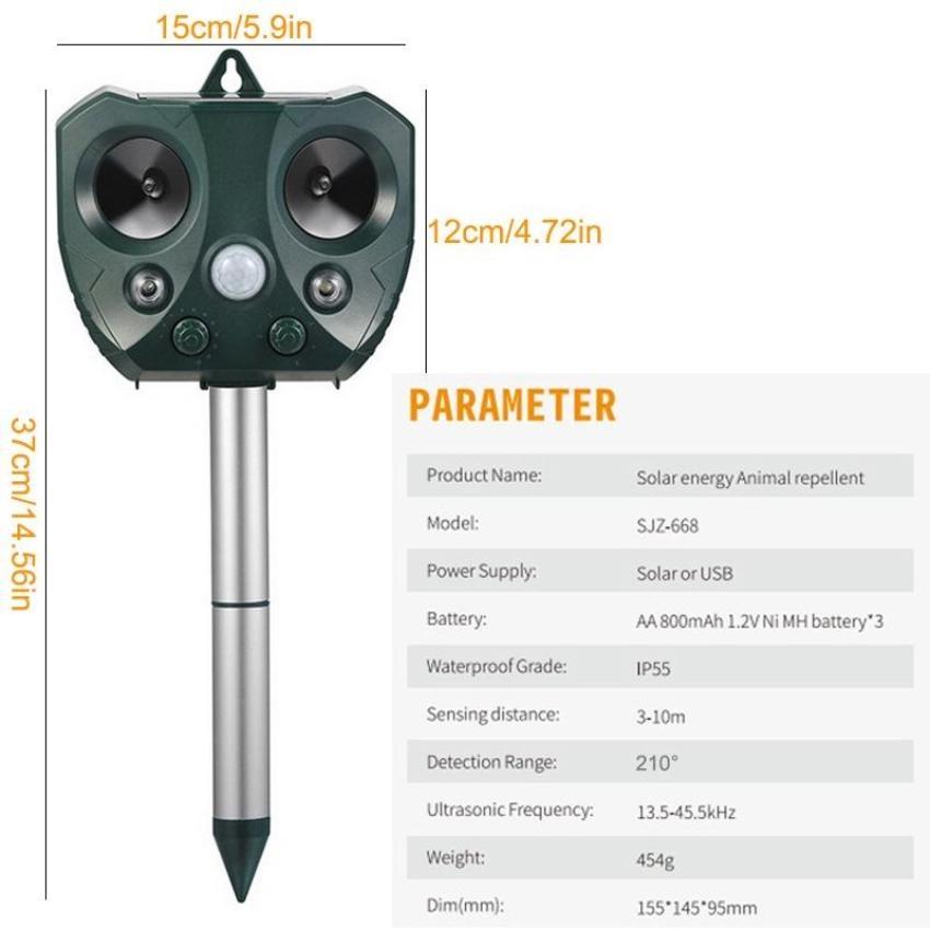 

1 шт. солнечный репеллент от насекомых, водонепроницаемый наружный ультразвуковой репеллент от насекомых, обнаружение движения, ультразвуковой репеллент от насекомых со светодиодной вспышкой. зелёный