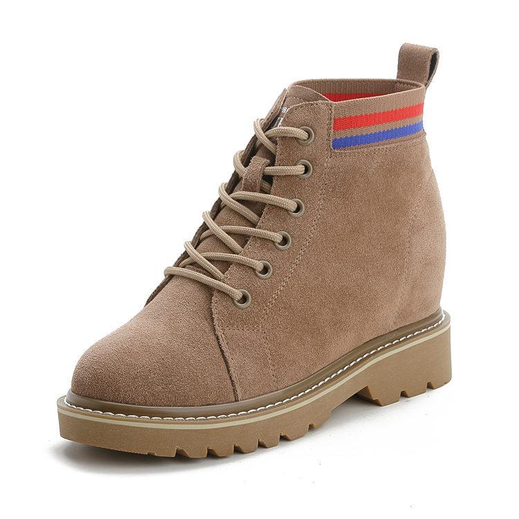 Martin boots women's spring short boots thick-soled casual versatile velvet and cotton short tube British style heightening women's shoes