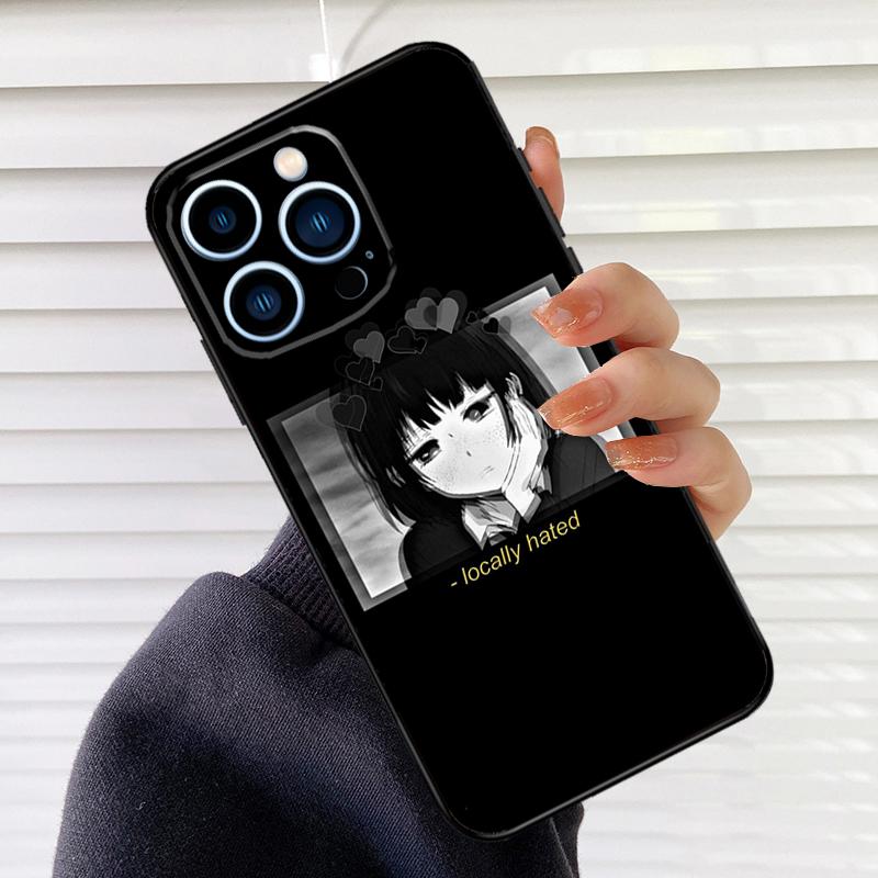 Sad Japanese Anime Aesthetic Phone Case For iPhone 17 16 15 14 11 12 13 Pro Max Mini 15 16 Plus 16e 17Air Cover Fundas