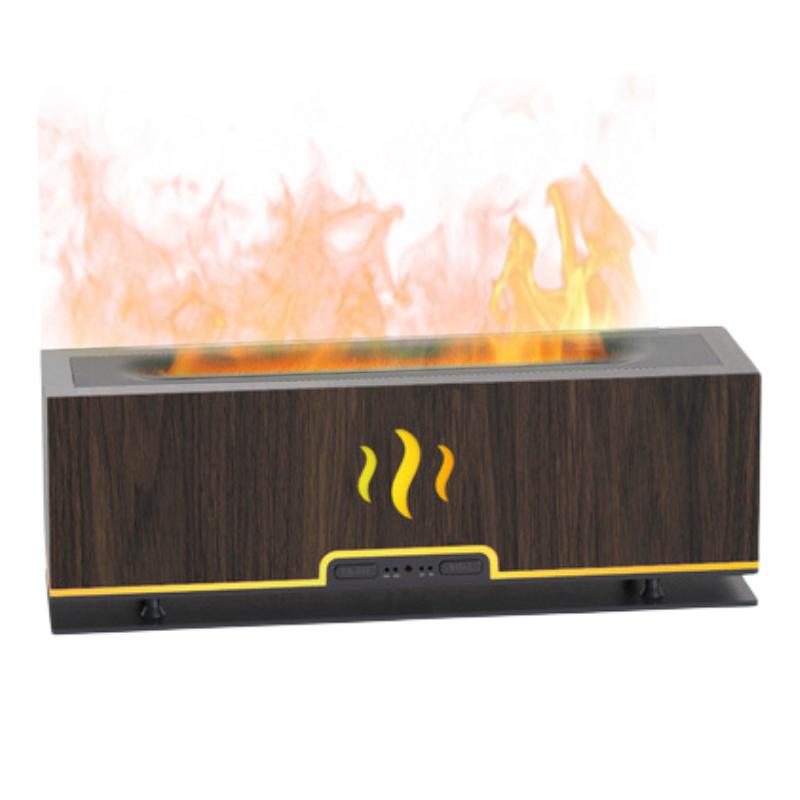 Holzmaserung Ätherischer Öl Diffusor Ultraschall Aroma Luftbefeuchter mit Blaue Flamme LED-Licht Heim Zimmer Aromatherapie Diffusor