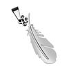 Stainless Steel Feather Necklace Charm Pendant W/ Rhinestone - Silvery