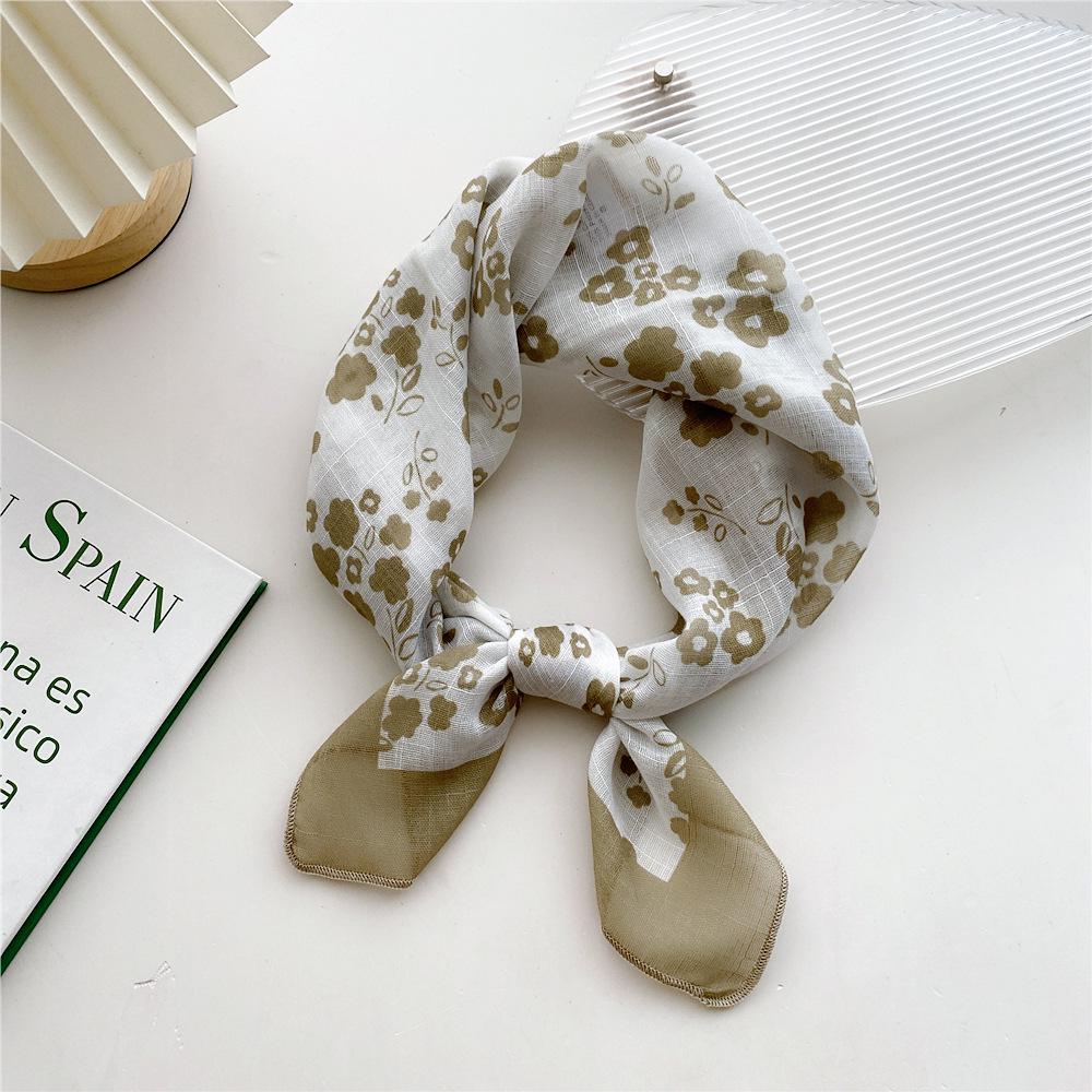 58 Cotton Linen Silk Scarf - Versatile Korean Fashion Neck and Head Bandana for Women