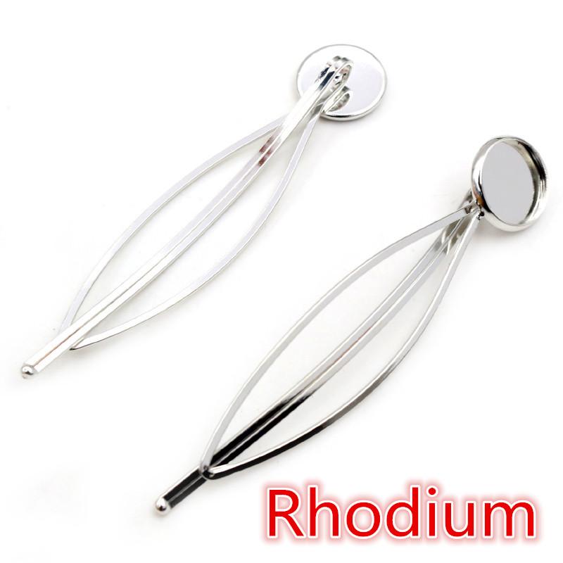 Fashion 12mm 10pcs 5 Styles High Quality 6 Colors Copper Material Hairpin Hair Clips Hairpin Base Setting Cabochon Cameo Base
