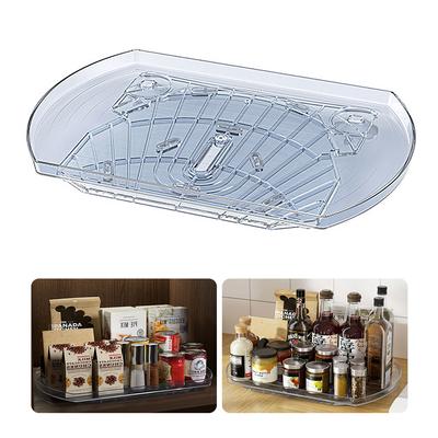 Aoresac 1 Pack Fridge Lazy Susan Organizer 360 Degree Turntable Spice Rack Clear Rectangle Rotating