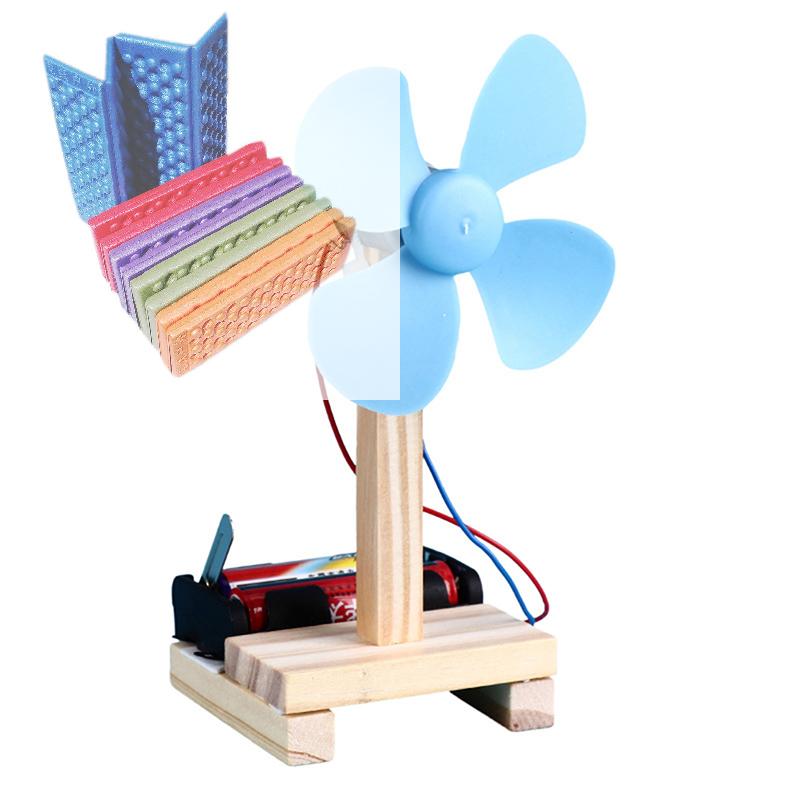 1PC Blue DIY Electric Fan Experiment Model for Elementary Physics Science Education Do-It-Yourself Educational Toy