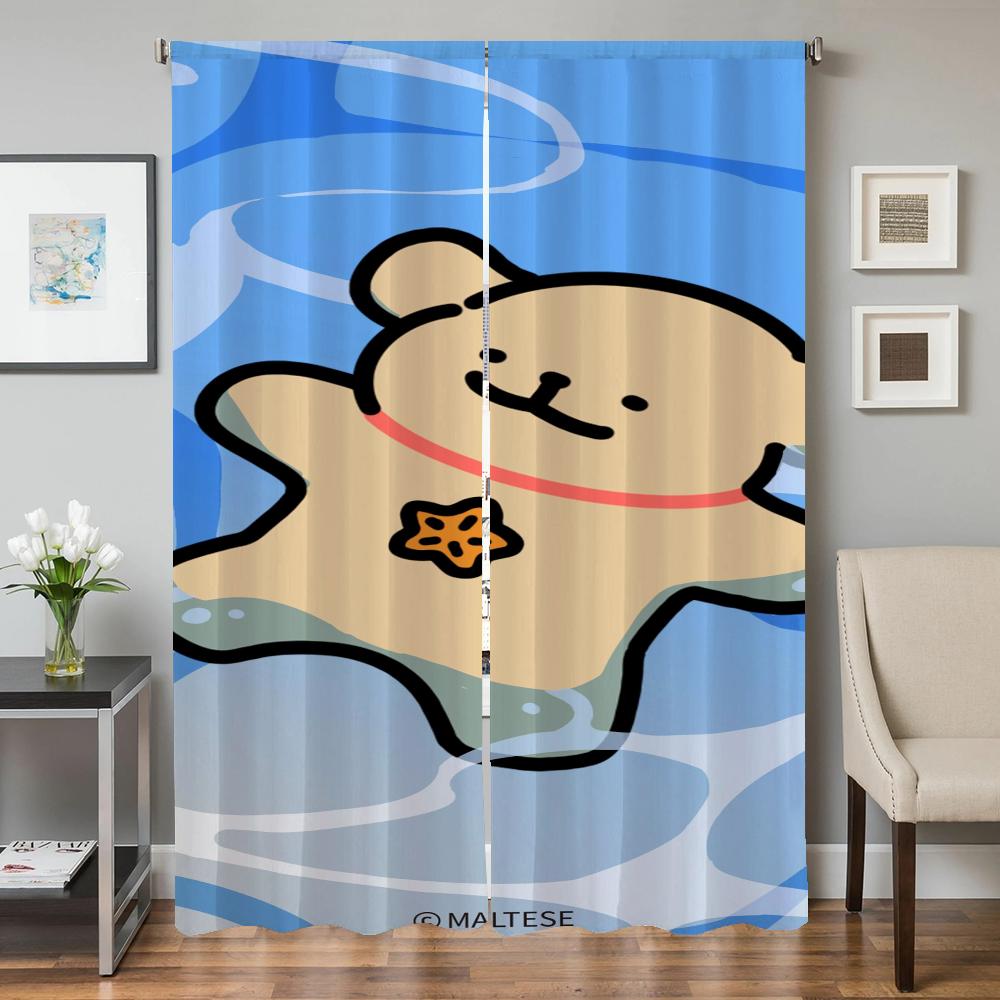 Wystrój Domu Zasłony Kuchenne do Salonu 2 Sztuki Zasłony Zaciemniające Zasłona na Drzwi Maltańczyk Przegroda Dekoracja Sypialni