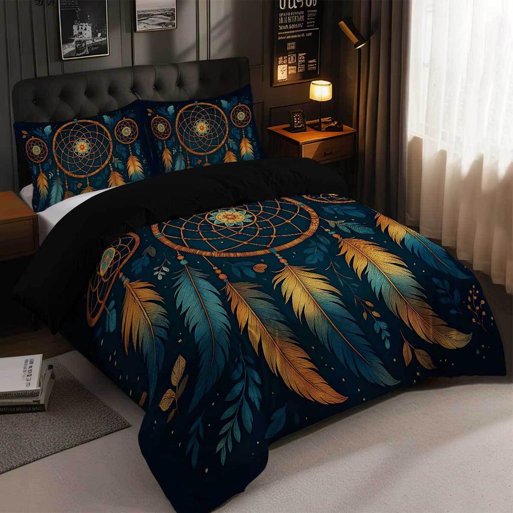 Factory Direct Sales Bed Three-Piece Set Dream Catcher Polyester Printing Quilt Cover Home Textile Pillowcase Quilt Cover Minimum Order