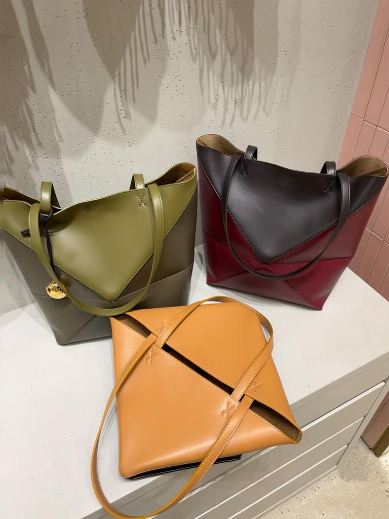 New Puzzle+fold Deformation Folding Geometric Tote Bag Contrasting Color Single Shoulder Crossbody Handbag Large Capacity Women's Bag
