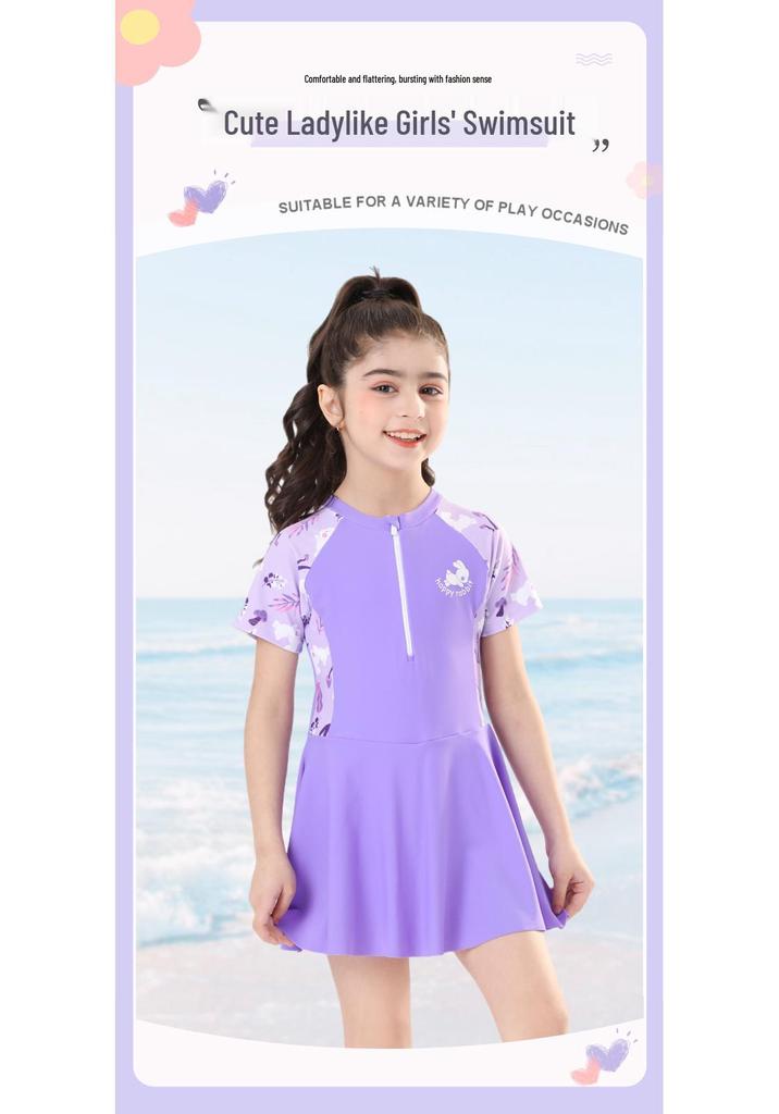 New 2025 Girls' One-Piece Quick-Dry Swimsuit for Kids - Ideal for Hot Springs & Training