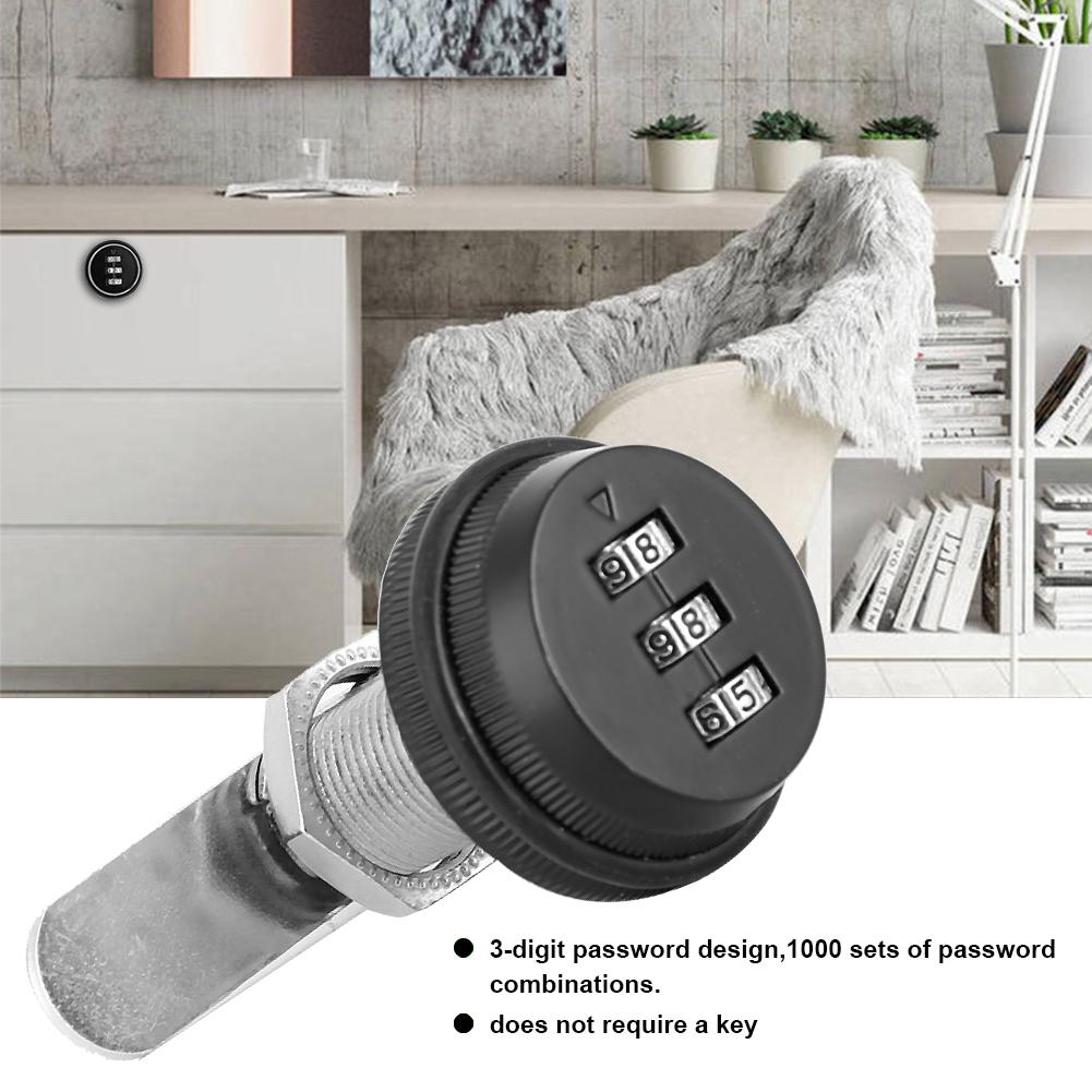 2pcs Zinc Alloy Mechanical  Password 3-Digit Code Mailbox Cabinet LockBlack 30mm/1.18in