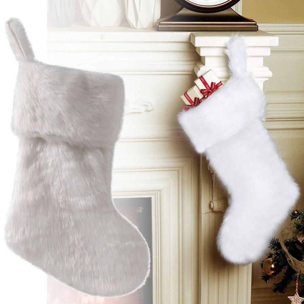 Xmas Tree Ornament Christmas Plush Stocking Furry Cartoon Doll Stockings Gift Bag Socks  Gift
