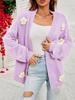 New Winter Floral Cardigan Long Sleeve Knit Sweater Coat for Women