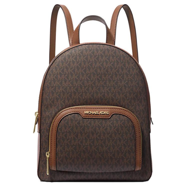 Michael Kors Jaycee Logo Print Zip Closure Design Faux Leather Backpack Medium Unisex backpack Brown 35S2G8TB2B-BROWN Basic Set (Bag+Dust Bag)