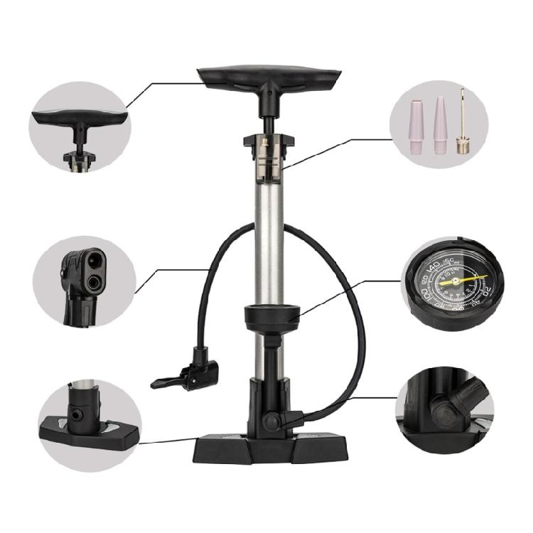 Multipurpose Bicycles Floor Pump 160PSI Highly Pressure Tire Inflator with Gauge Portable Air Pumps Basketball Inflator