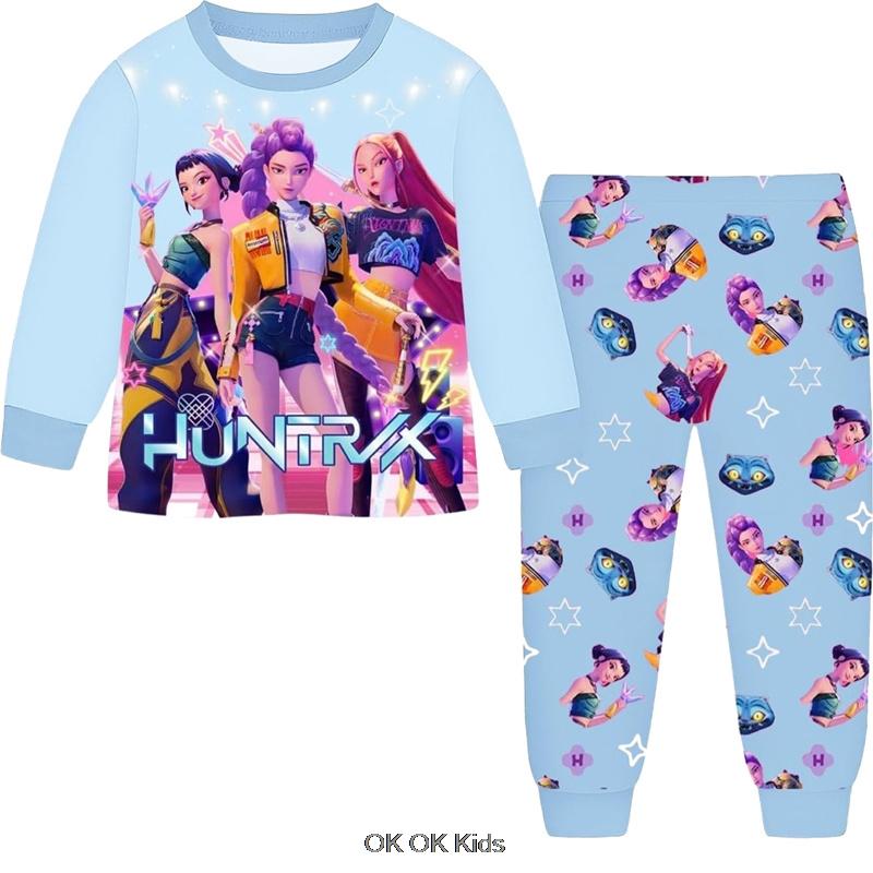 Kinderkleding Sets Jongens Nachtkleding Lange Mouw Broek Kleding Zachte Pyjama Set Kinderen Meisjes Pyjama 1-10J kids 130 blue