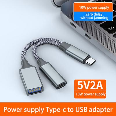 Hot Sale USB C OTG Cable Phone Adapter 2in1 Type C Male To USB C Female Charging Port with USB Female Splitter Adapter