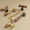 Vintage Look Nordic Cabinet Door Handle in Walnut and Brass for Clothing Storage