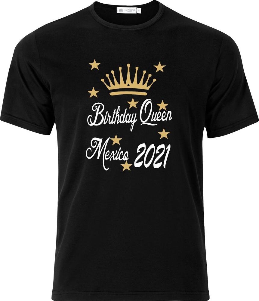 

Personalised Birthday Queen Full Colour D.T.F Black Cotton T shirt 4XL