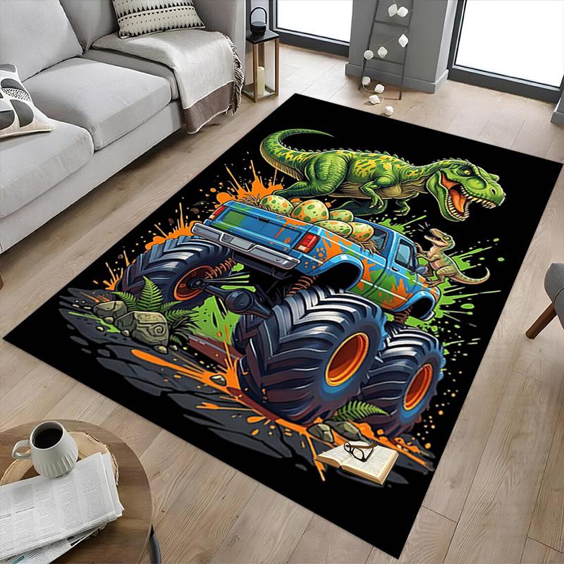 1PC Dinosaur Truck Extra Large Non-Slip Floor carpet, Office, family, bedroom, Studio Large Area Rug,Longlasting Material-J0378