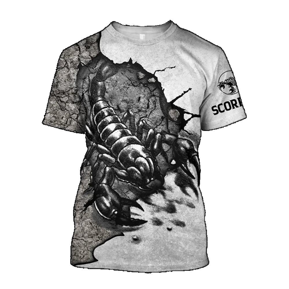 Tricou pentru bărbați cu animale de vară cu mânecă scurtă Scorpion 3D imprimeu tricouri amuzante la modă ocazional tricou sport masculin îmbrăcăminte supradimensionată pentru bărbați