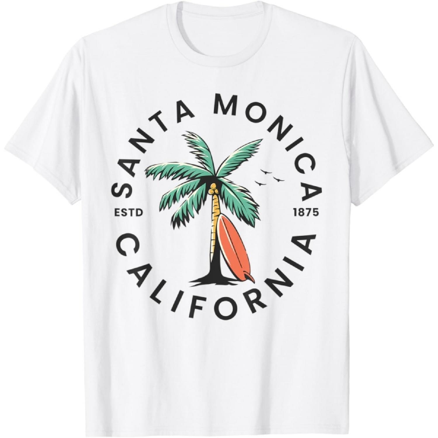 Santa Monica California Beach Surf Summer Vacation T-Shirt XXXXXL белый