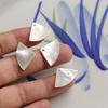 Natural Mother-of-Pearl Triangle Fan Pendant Charm, 15x23mm, Handmade Jewelry Accessory