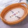 Cesta de Frutas Oval de Rattan Trançado Ru Han