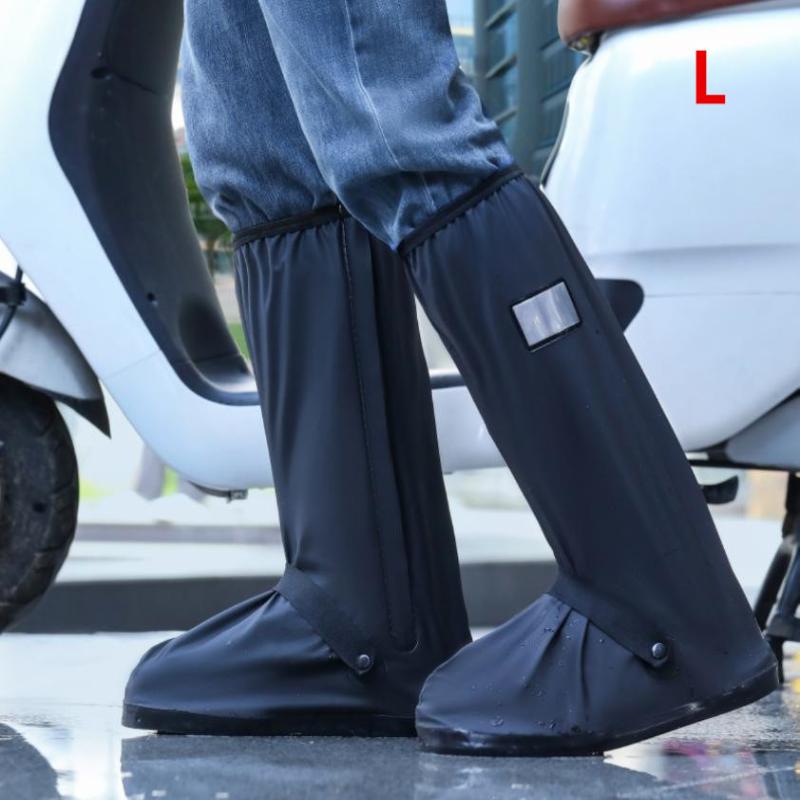 Hohe Erwachsenen Outdoor-Regenstiefel-Überschuhe für Angler Reflektierende Streifen Rutschfest Verschleißfest Tragbare Schuhüberzieher für Regenschuhe