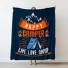 Summer Happy Camper Throw Customizable Soft Blanket for Camping Bed Sofa Office Travel and Leisure