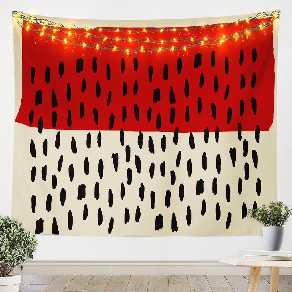 Japanese Crane Tapestry, Black Background with Red Sun, White Clouds and Sakura Print Wall Hanging for Bedroom,Living Room Decor