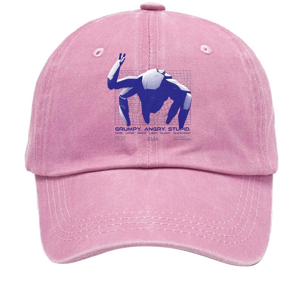 Washed Cotton Baseball Cap With Printed Distressed Soft Top Denim Hat For Men, European And American Retro Hat