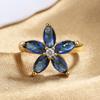 2026 Niche Ring Flower Creative Jewelry Fashion Women Zircon Jewelry Blue Zircon Wedding Light Luxury Ring