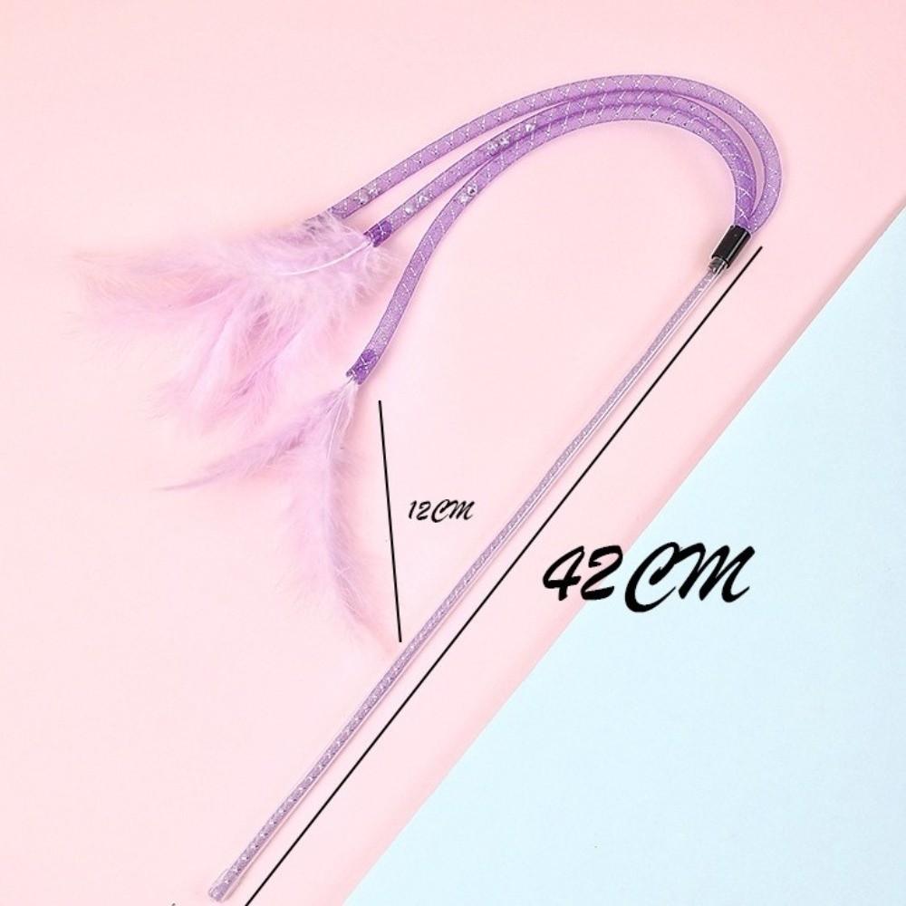 Feather Interactive Cat Toy 42cm Length Cat Toy with Bell Funny Feather Playing Stick for Cats