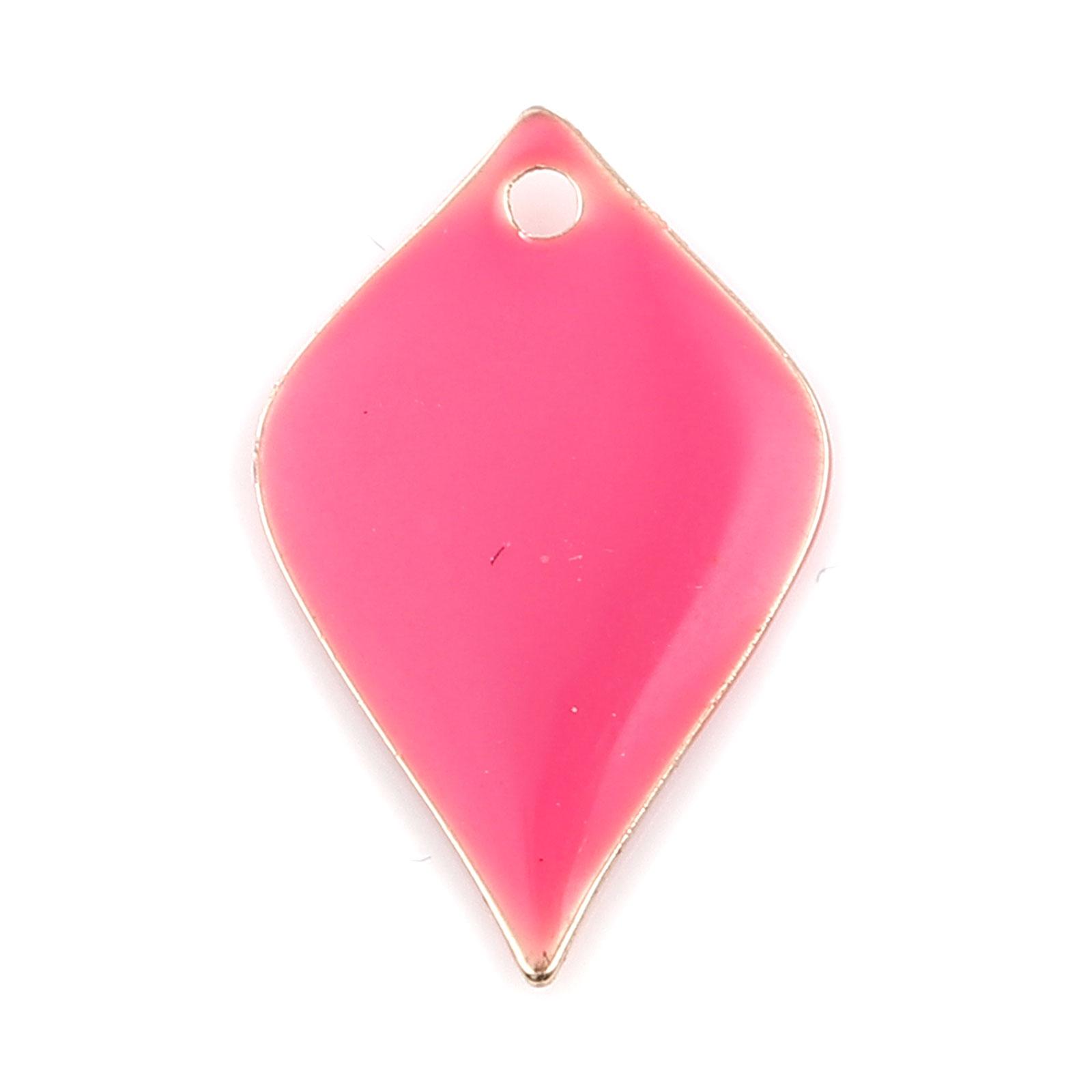

DoreenBeads 10PCs Double Faced Enamel Petal Charms Copper Enamelled Leaves Pendant Gold Color White Petaline Charm 18x12mm рожевий червоний колір