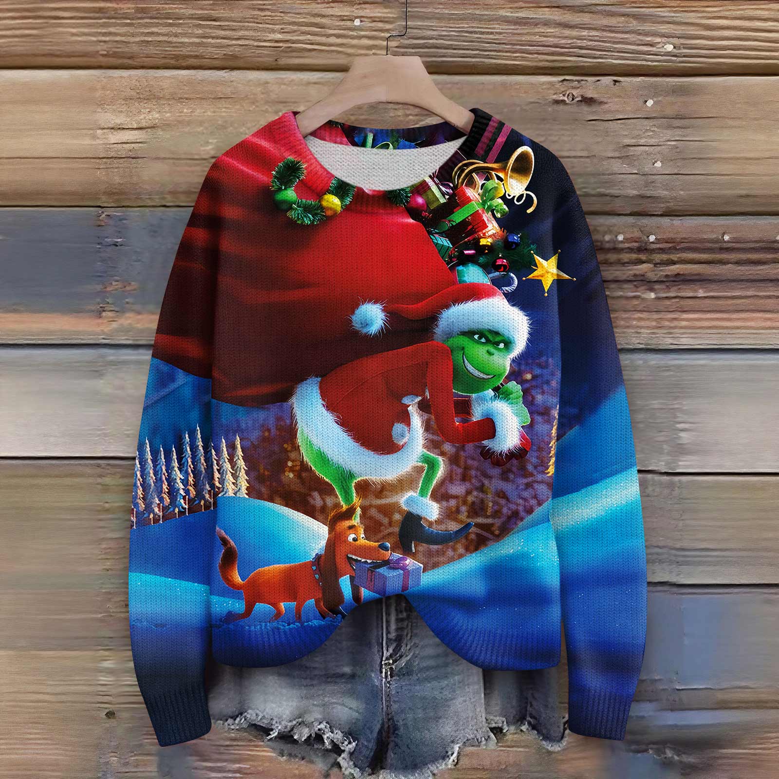 

Пуловеры с длинным рукавом для женщин, с круглым вырезом, повседневные, милые, с принтом, вязаные, оверсайз XL киноварь