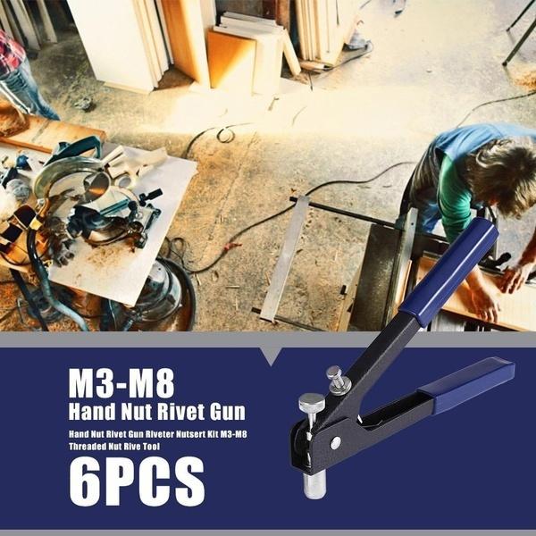 150PCS Rivet Nuts Plier Mandrel Kit M3/M4/M5/M6/M8 Nut Rivet Mandrels Repairtool Rivetgun Flatheadscrew Pop Nut Rivet Plier Set