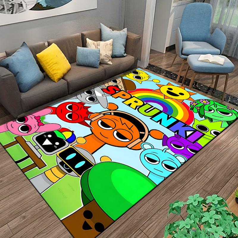 Flannel Rug Sprunki Incredibox Game Characters Rainbow Group Music Art Decor for Living Room Bedroom Gift for Men