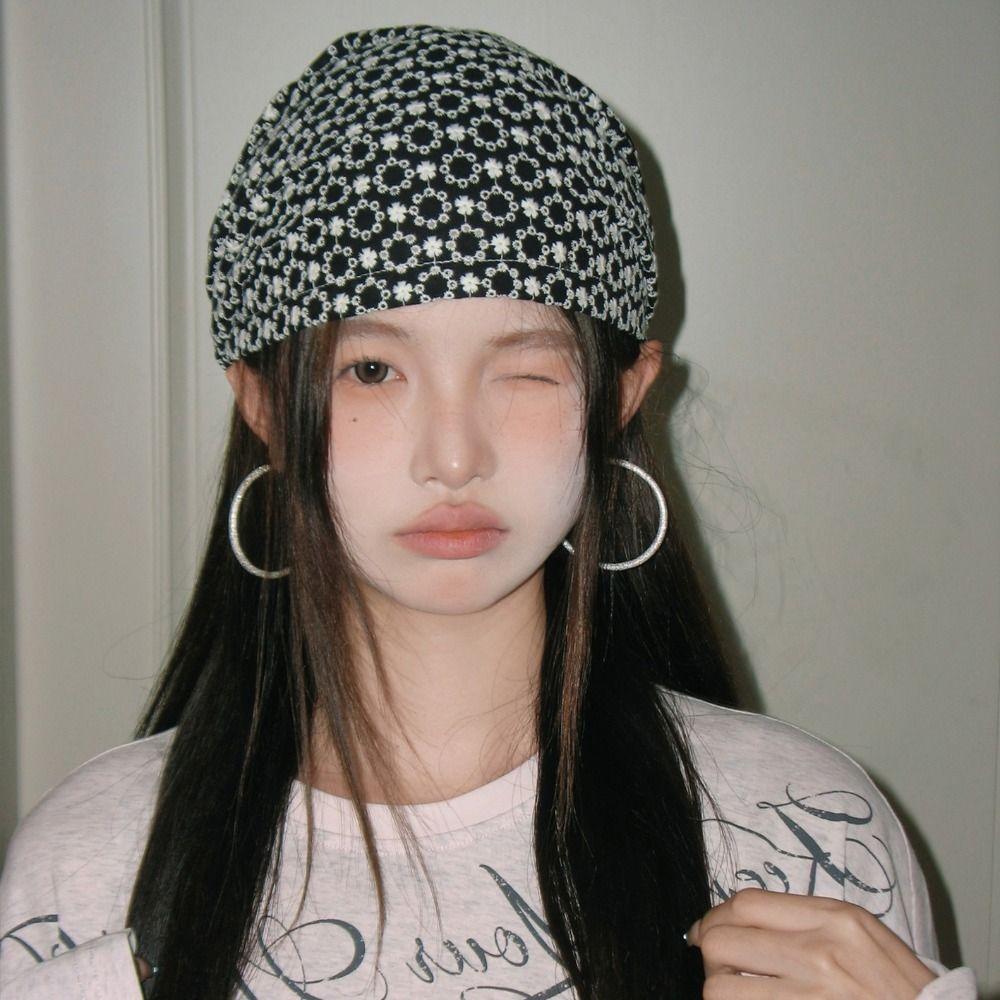 Vintage Printed Beanies Cap Ins Women's Turban Hat Retro Y2k Print Pullover Hats  Outdoor
