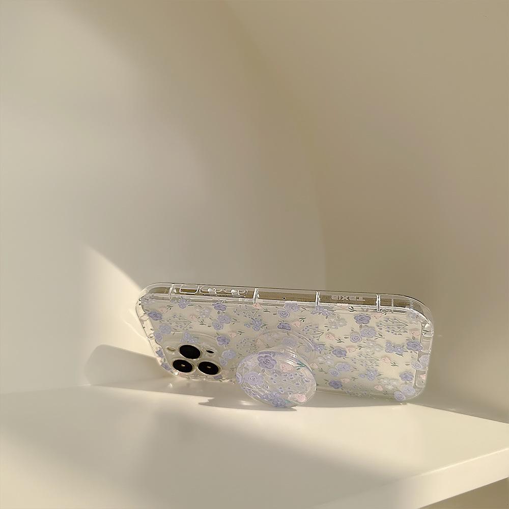 Floral IPhone 15 Apple Phone Case 13 Suitable for 16 Transparent 11 Airbag Bracket 14pro Max14