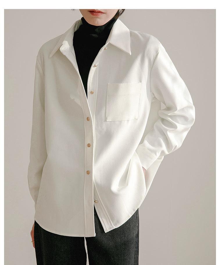 Women's Brushed Red Long Sleeve Shirt - High-End Base Layer for Autumn/Winter 2026, Perfect for Commute and Interviews.