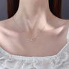 Geometric Double Ring Silver Necklace for Women - Light Luxury, Niche Design, Simple Collarbone Style