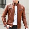 Men Winter Leather Jacket Biker Motorcycle Zipper Long Sleeve Coat Top Blouses